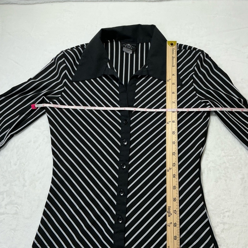 Anxiety Cafe Stylish Black Top with White Stripes - Picture 6 of 6